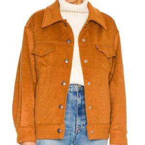 Levi's Women's Ginger Snap Front Solid Wool Blend Trucker Varsity Jacket Medium